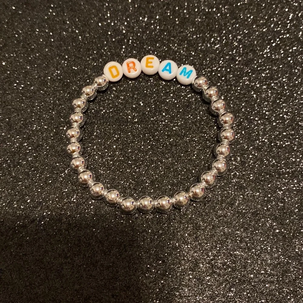 Girls faux silver bead dream stretch bracelet